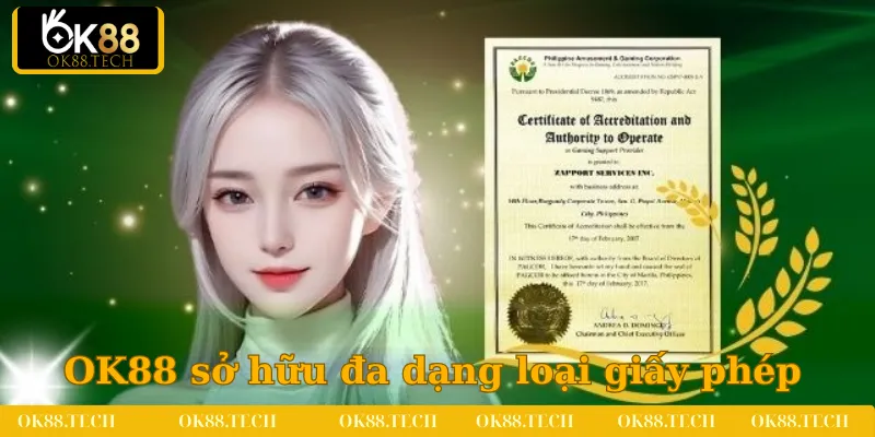 Nhà cái OK88 sở hữu đa dạng loại giấy phép khác nhau