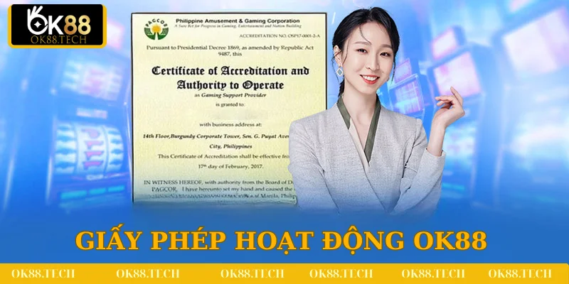 Những giấy phép hoạt động mà OK88 sở hữu